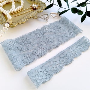 Wedding Garters, Plain Elastic Stretch Lace Garter Set, Ivory, White, Teal, Blush, Dusty Blue, Light Blue, Navy Blue, Black Bridal Garters