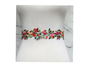 Wildflower Dress Sash, Floral Colorful Wedding Bridal Belt, Photo Shoot / Maternity Accessory