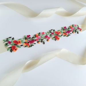 Wildflower Dress Sash, Floral Colorful Wedding Bridal Belt, Photo Shoot / Maternity Accessory image 4