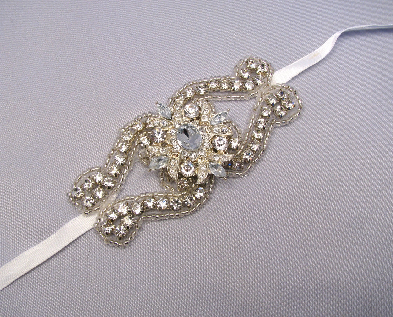 Crystal Bracelet Rhinestone Wedding Cuff Satin Ribbon - Etsy