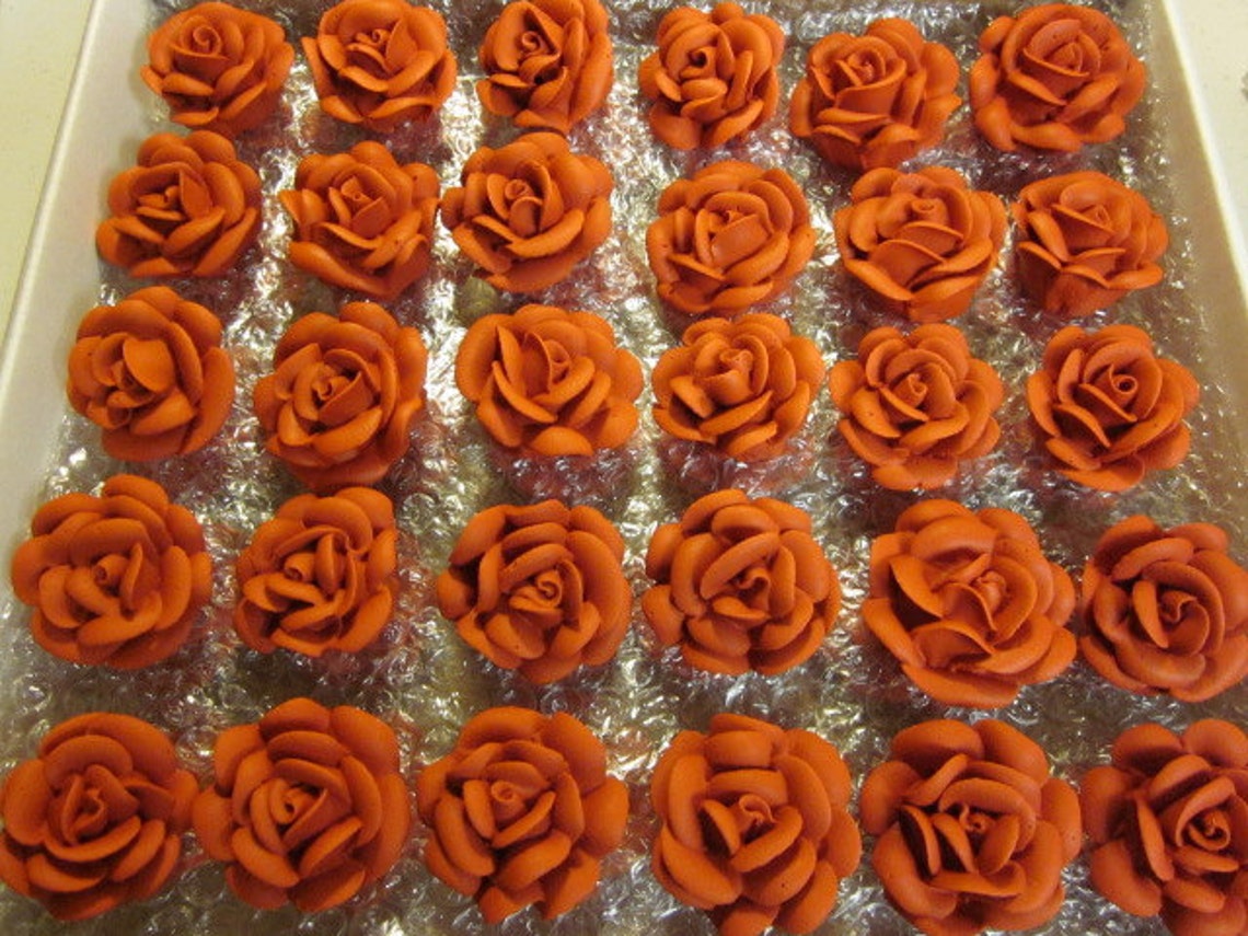 50 large royal icing roses 2 inches in diameter Etsy