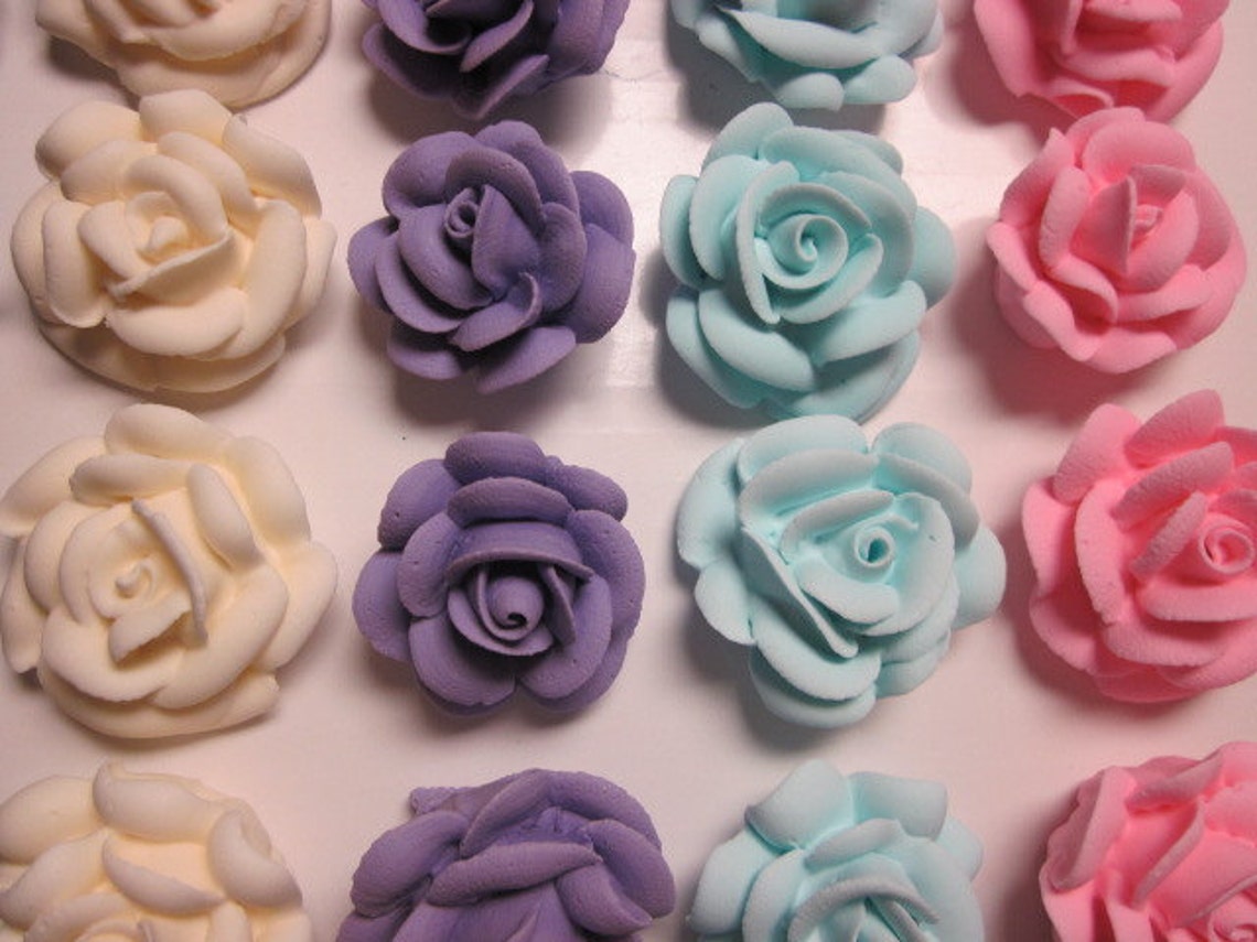 50 large royal icing roses 2 inches in diameter Etsy