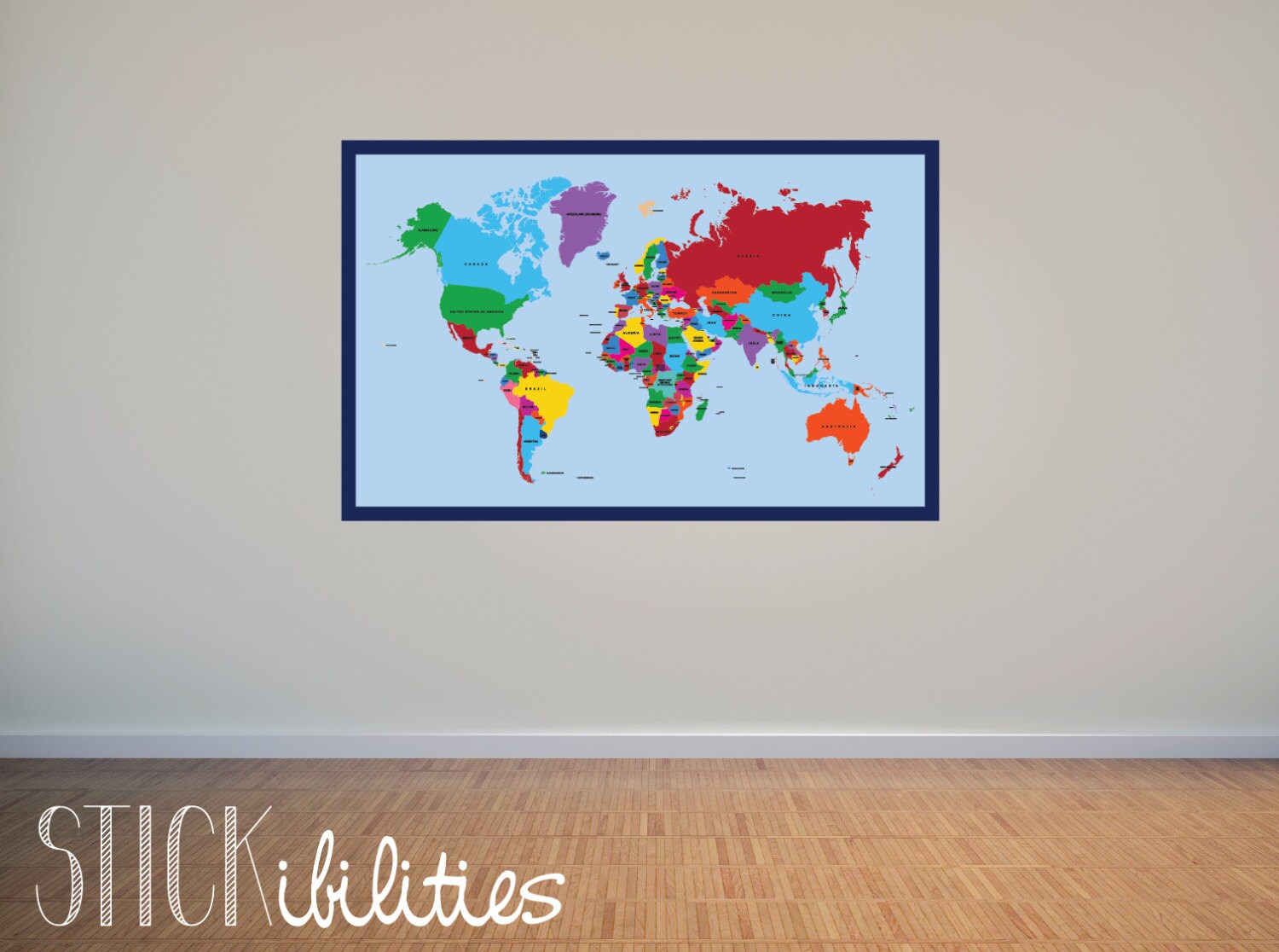 Kids Wall Decalworld Map Wall Decalmap Wall Decal Etsy