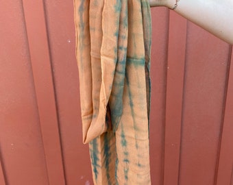 Shibori-Dyed Silk Chiffon Scarf