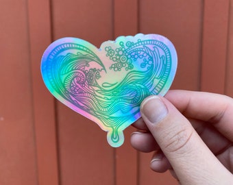 Holographic Sticker - Saltwater Heart - 3 inch