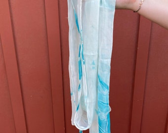 Shibori-Dyed Silk Chiffon Scarf - pale blue