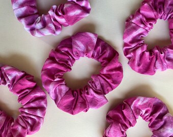 100% Cotton Scrunchies - Hand Dyed - Fuschia Shibori