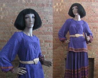 1970s Oscar de la Renta tunic & matching skirt set | 70's Designer Boho Hippie Chic