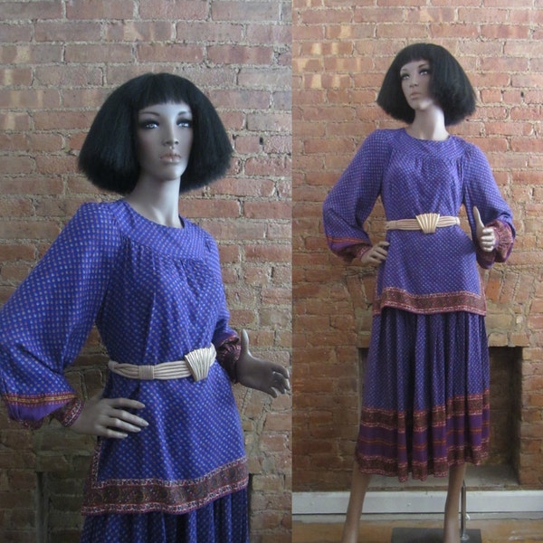 1970s Oscar de la Renta tunic & matching skirt set | 70's Designer Boho Hippie Chic