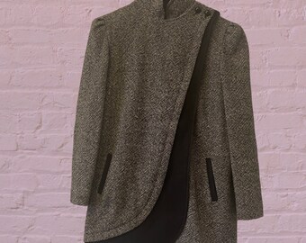 1980s wool cocoon coat | 80s New Wave Wrap Style Coat