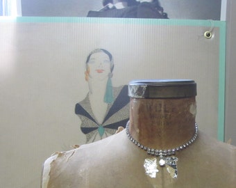 1950s Paste Stone Necklace - Art Deco Style Crystal Choker