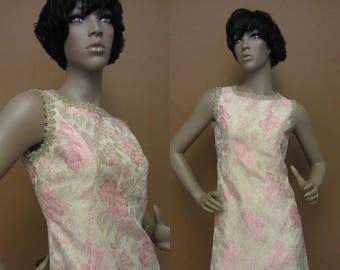 1960s pink & gold metallic dress | 60's mid century glamour