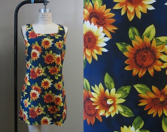 1990s sunflower mini dress | 90s grunge