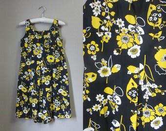 1960s flower print cotton summer dress | 60's Groovy Mod