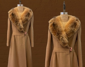 1970s Pierre Cardin wool princess coat | 60s 70s camel coat