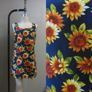 Jaren 1990 zonnebloem mini jurk Jaren 90 grunge afbeelding 1