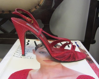 1970s red snakeskin stiletto heels (deadstock) | 70s 80s high heel Disco Studio 54