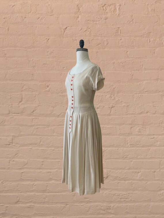 1950s cream summer dress • 40's 50's mid century - image 8