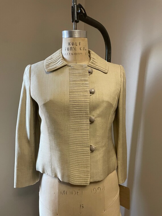 1950s Hannah Troy beige cropped jacket