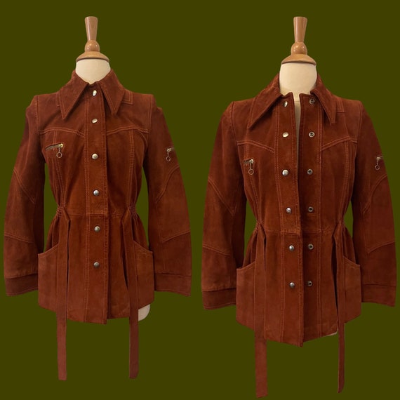 1970s rust suede jacket | 60s 70s boho hippie - image 9