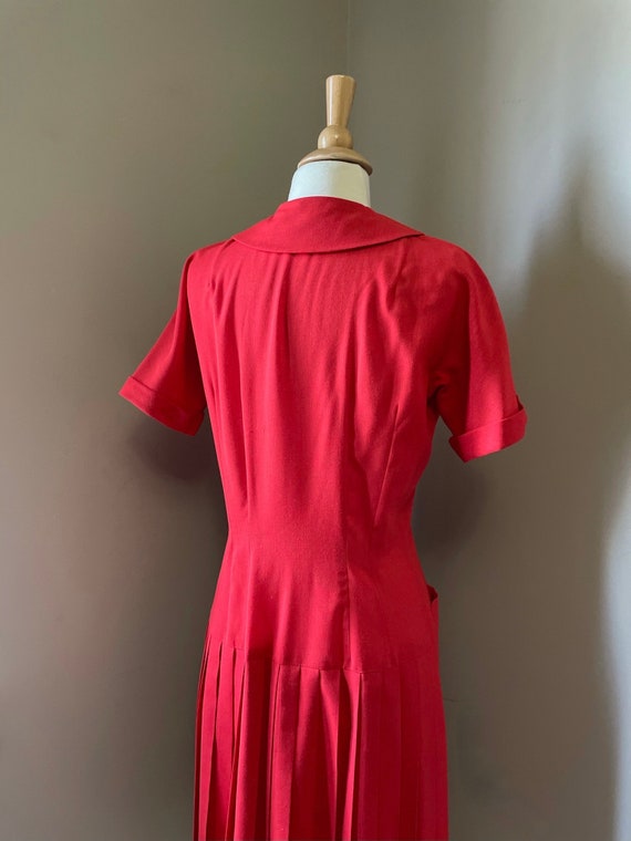 1950s cherry red shirtdress • 50's mid century dr… - image 7