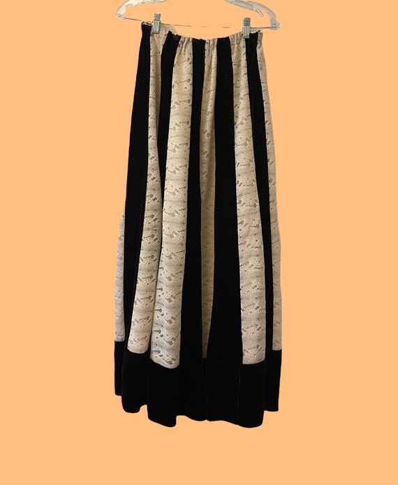 1970s velvet & lace maxi skirt | 70's boho hippie - image 6