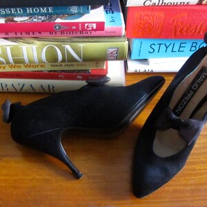 vintage Maud Frizon satin heels 80s Parisienne high fashion runway image 10