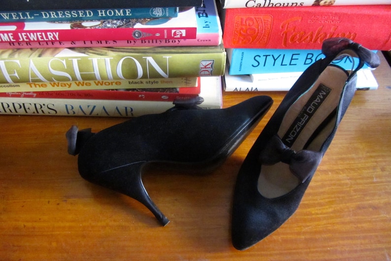 vintage Maud Frizon satin heels 80s Parisienne high fashion runway image 10
