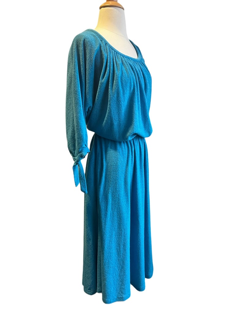 1970s aqua blue terrycloth dress image 3