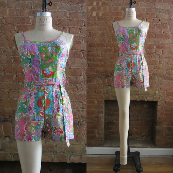 1960s Rose Marie Reid floral playsuit | 60's Retro