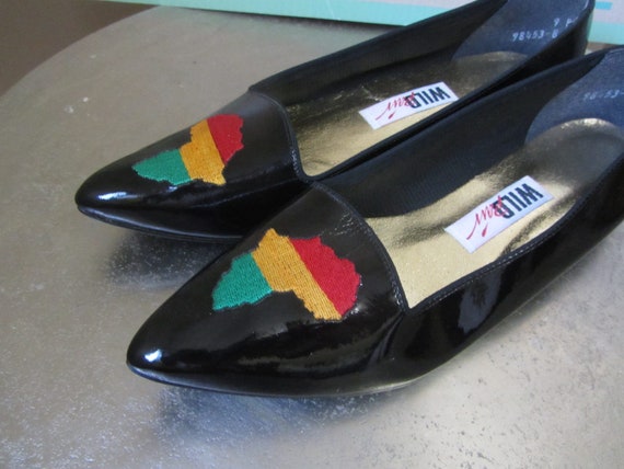 1980s black patent leather flats (deadstock) | 80s