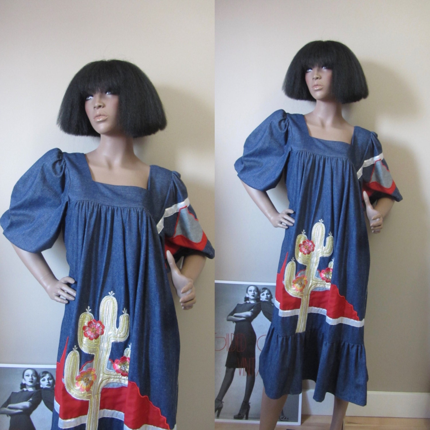 1980s Ramona Rull Denim Dress 70's 80's Boho Hippie Rare Designer ...