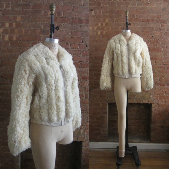 1970s curly lamb & leather bomber jacket