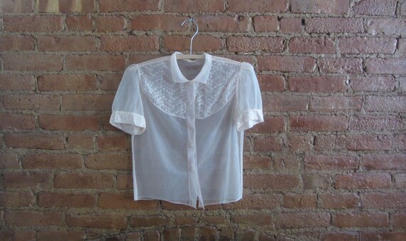 1950s peach sheer nylon blouse