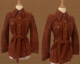 1970s rust suede jacket | 60s 70s boho hippie