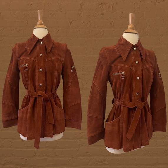1970s rust suede jacket | 60s 70s boho hippie - image 1