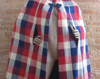 1960er Jahre kariertes Wollcape • 60&#39;s preppy mod London High Fashion • Einheitsgröße • The Bostonian