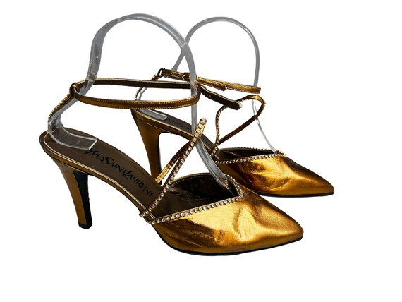 vintage Yves Saint Laurent metallic high heels | … - image 2