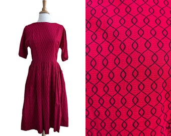 1950s red & black dress • 50's mid century atomic rockabilly