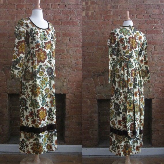 1960s regency revival floral maxi dress - image 2