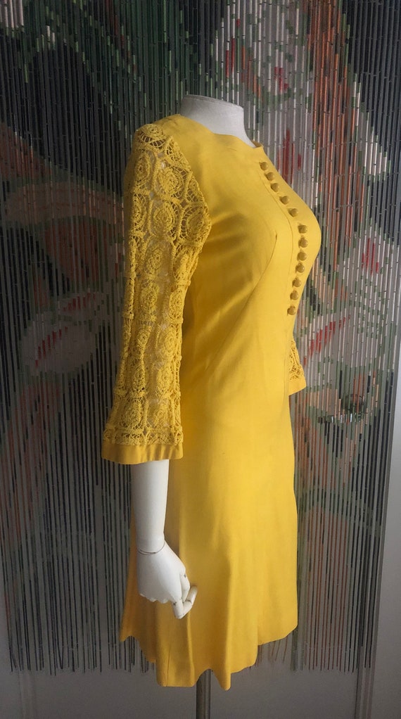 1960s yellow dress | 60's mod mid century - image 3