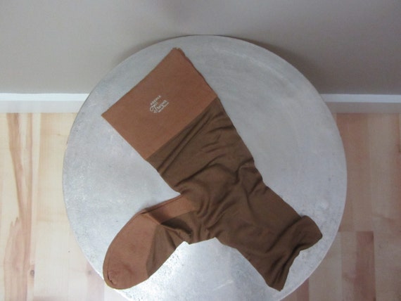 1930s NOS brown silk stockings | antique 30's fla… - image 2