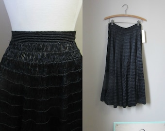 1950s black raffia skirt | 50's Mid Century MCM New Look | 24" Waist