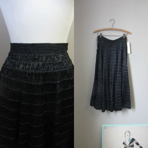 1950s black raffia skirt | 50's Mid Century MCM Ne
