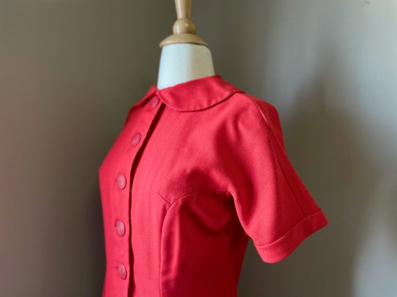 1950s cherry red shirtdress • 50's mid century dr… - image 4