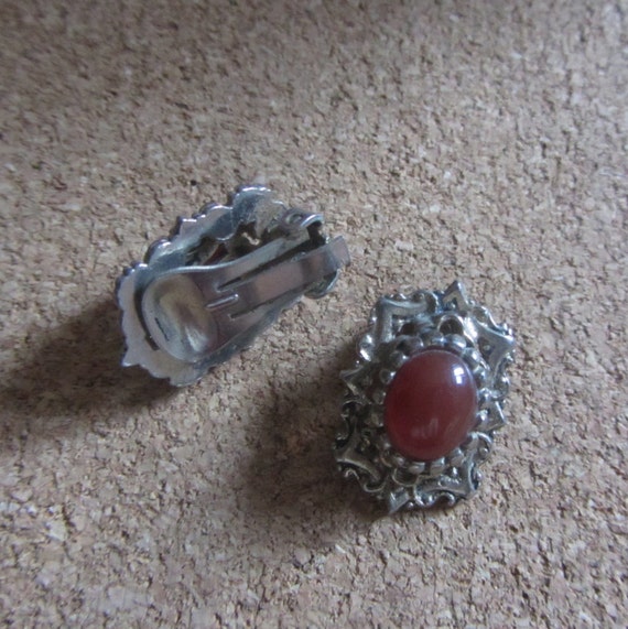 1950s antique gold & butterscotch earrings - image 4