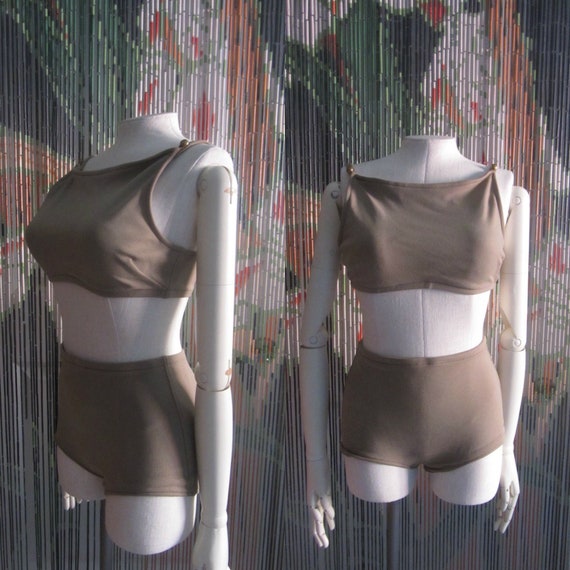 1960s Jantzen taupe bikini  - 60s 2pc Mod Bathing… - image 1