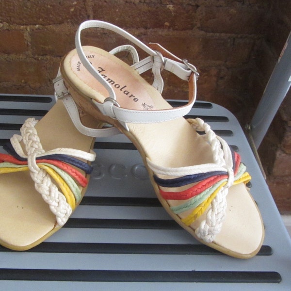 1970s Famolare rainbow sandals (deadstock) | 70's Disco Retro Groovy | Size 6 | Summer of '76