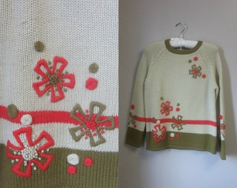 1950s Autumnal Winter Wonderland chunky ribbed sweater