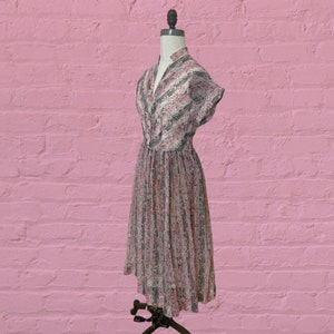 1950s voile semi sheer floral print dress 40's 50's mid century image 7